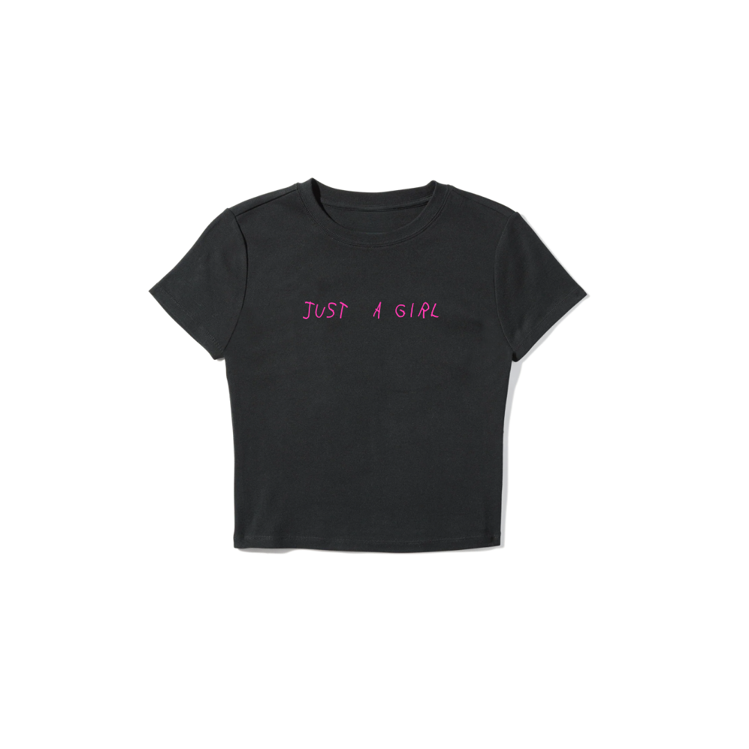 Just A Girl Crop - Black & Pink