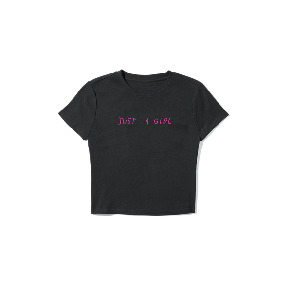 Just A Girl Crop - Black & Pink
