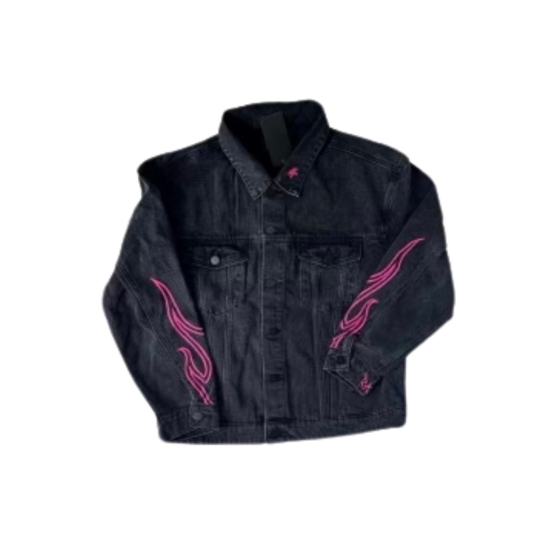 RB Flame Denim Jacket (Gray & Pink)