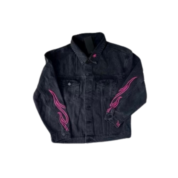 RB Flame Denim Jacket (Gray & Pink)