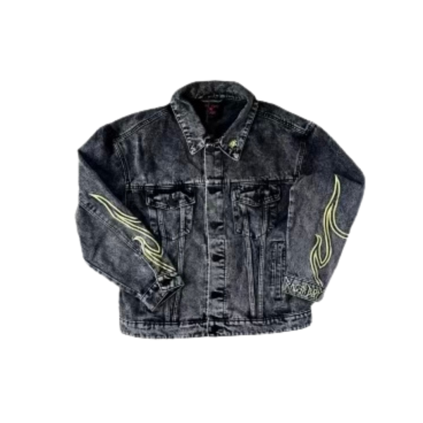 RB Flame Denim Jacket (Gray & Green)