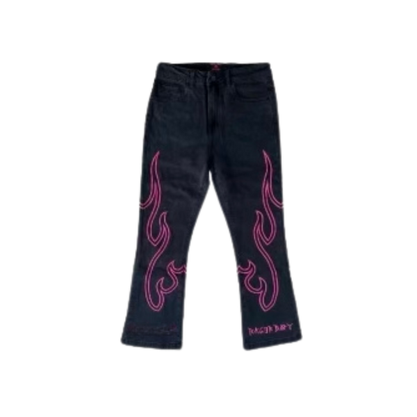 RB Flame Denim Pants (Gray & Pink)