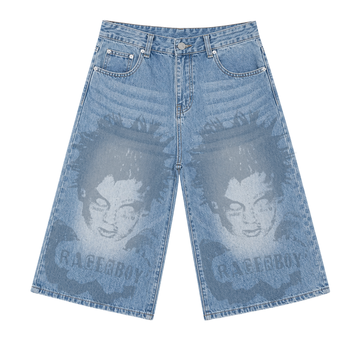 RAGERBOY Rage Face Denim Shorts