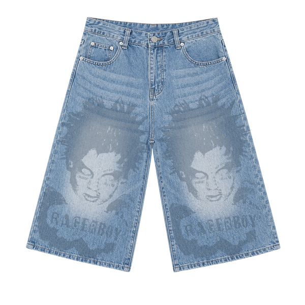 RAGERBOY Rage Face Denim Shorts