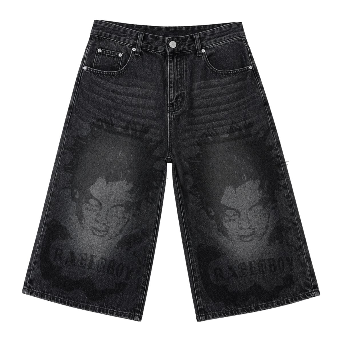 RAGERBOY Rage Face Denim Shorts